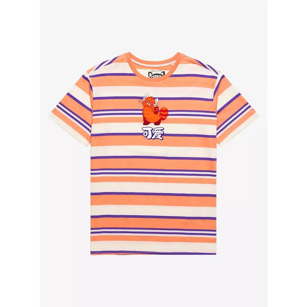 DISNEY Turning Red Striped Embroidered Short Sleeve T-Shirt
